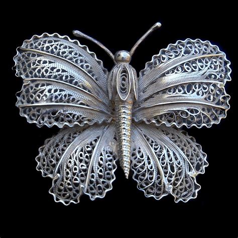 New Listing Stunning Vintage Silver Filigree Butterfly Brooch The