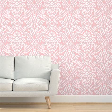 Windsor Damask ~ White On Dauphine Wallpaper Wallpaper Pink And White