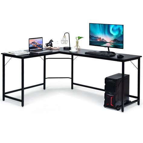 The best place to keep your pc table or a desktop table is a room or an area of the house that can be quarantined from children. Gymax L Shaped Desk Corner Computer Desk PC Laptop Gaming Table Workstation Black/Natural/Brown ...