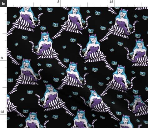 Cheshire Cat Pinup Girl Fabric Spoonflower