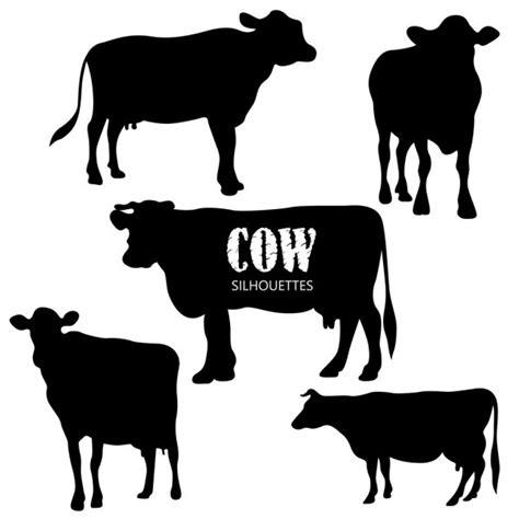 Farm Animals Set Farming Silhouette Vector Illustration — Stock