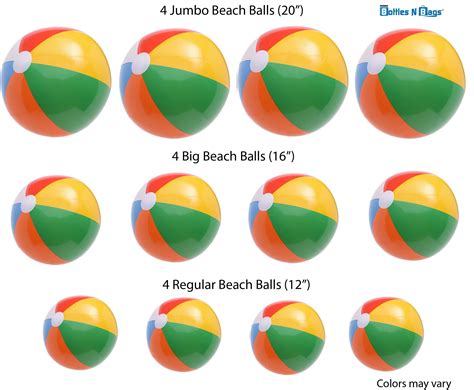 12 Beach Balls Variety Size Pack 4 Of Each In 3 Sizes 24 Ball 16