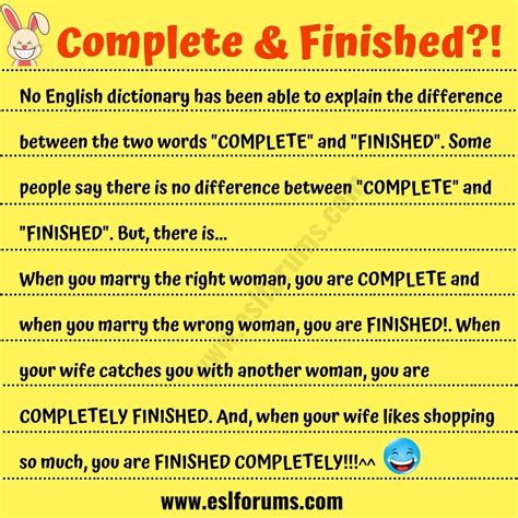 Funny Story Whats The Difference Between Complete And Finished Esl