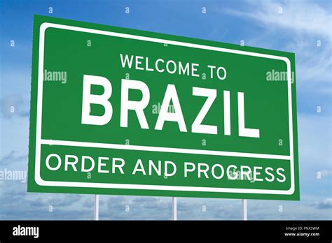 Welcome To Brazil Concept On Road Billboard Stock Photo Alamy