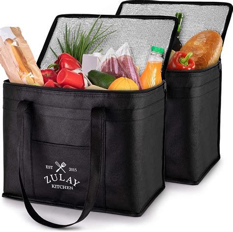 Zulay 2 Pack Large Insulated Bag Reusable Heavy Duty Insulated Food Delivery Bag With Longer