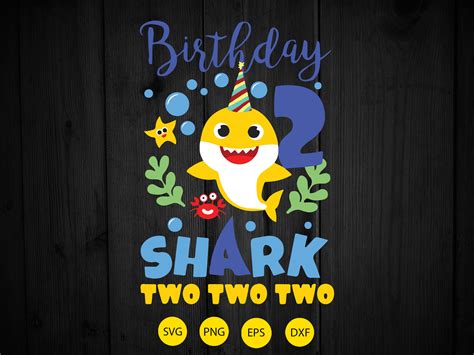 Kids Birthday Shark Baby For 2 Year Old Boy In Blue Two Two Etsy