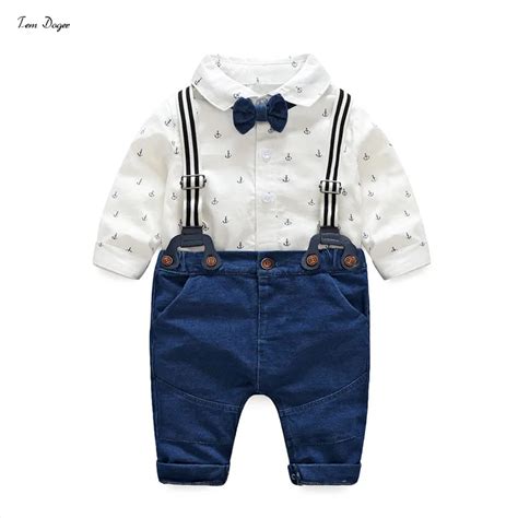 Tem Doger Baby Boys Gentleman Clothes Suits Newborn Anchor Cotton Long