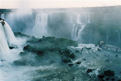 Iguassu Falls Brazil Observation Platform 35mm Waterfall Nature