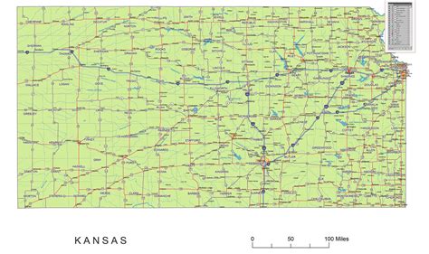 Large Detailed Road Map Of Kansas