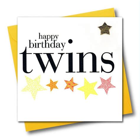 Happy Birthday Twins Card Embellished With A Shiny Padded Star