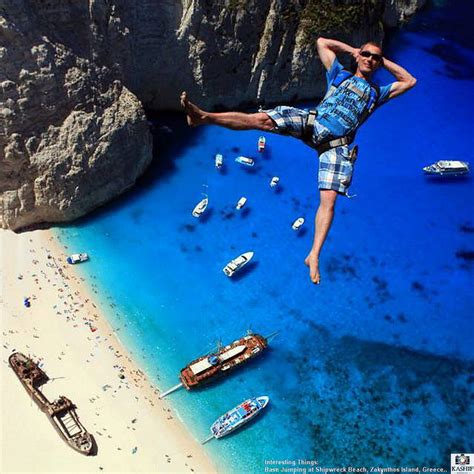 Base Jumping At Shipwreck Beach Zakynthos Island Greece