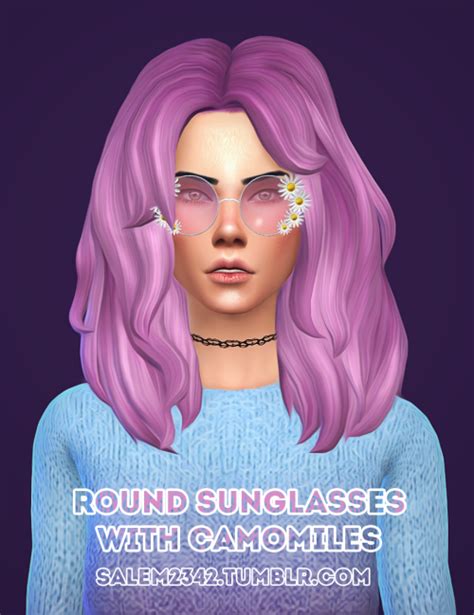 Salem2342 — Round Sunglasses With Camomiles Ts4 Standalone Sims