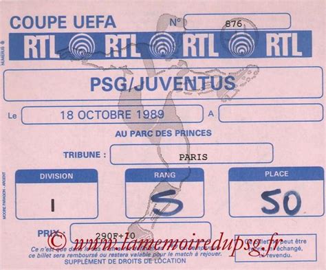Juventus Psg Billets - PSG - Juventus 0-1, 18/10/89, Coupe de l'UEFA 89-90 - Histoire du #PSG