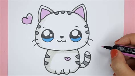 How To Draw A Cute Baby Kitten Happy Drawings Youtube