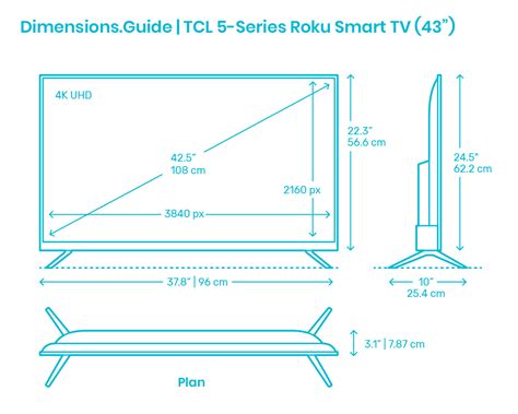 Tcl 4 Series Roku Smart Tv 43 Dimensions Drawings 58 Off