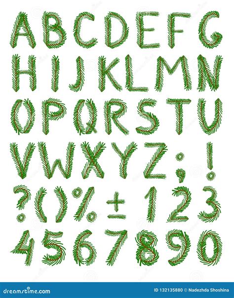 Fir Tree Green Font Stock Vector Illustration Of Punctuation 132135880