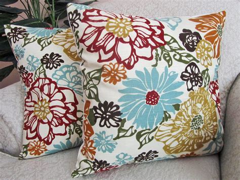 floral throw pillow cover decorative pillow robins egg blue