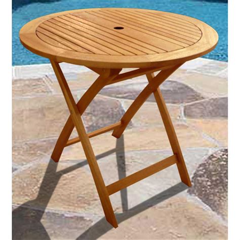 Vifah Round Outdoor Wood Folding Table 218660 Patio Furniture At