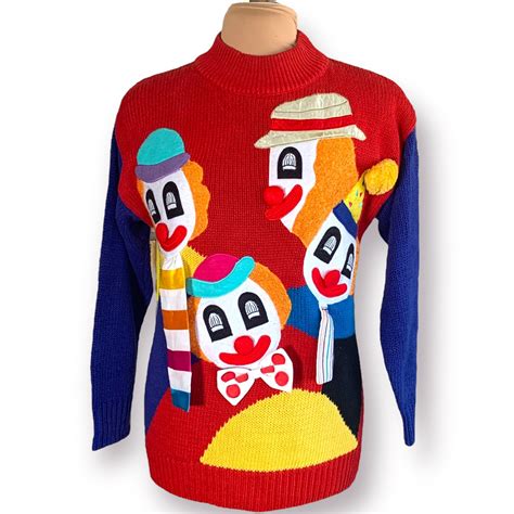 Vintage 80s Rare Clown Print Kidcore Sweater Shop Thrilling