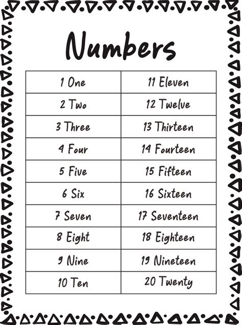 Numbers With Words Printable