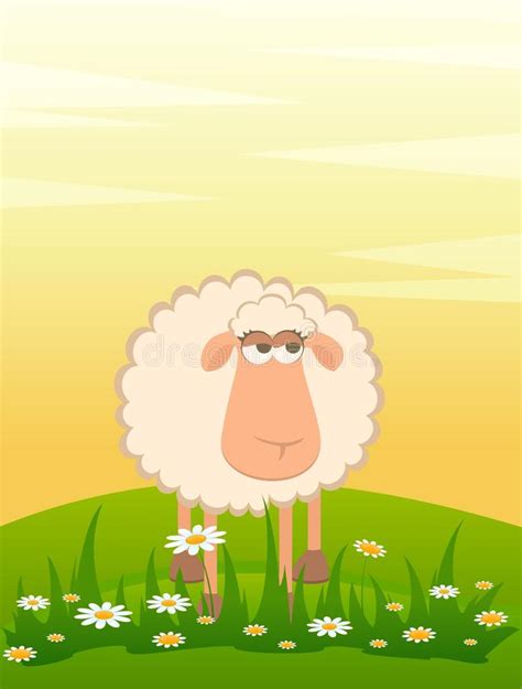 Cartoon Smiling Sheep After A Fence Stock Vector