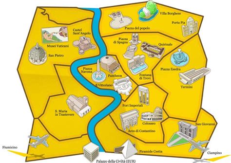 Touristic Attraction Map Of Rome For All Us Newbies Italia Roma Y
