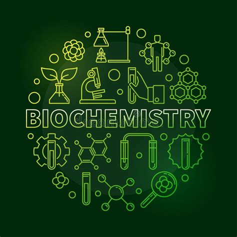 Biochemistry Vector Green Round Outline Illustration Stock Vector