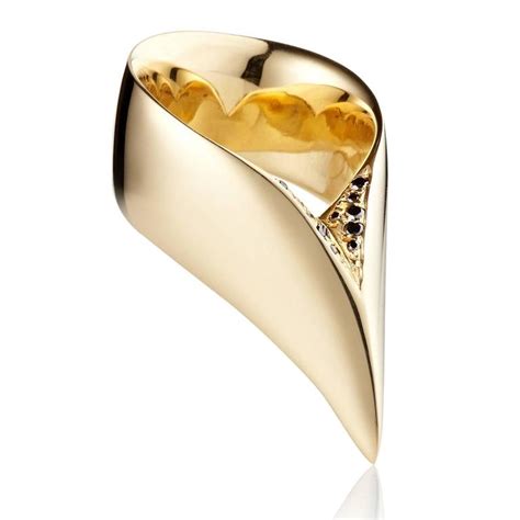 Hannah Martin London Black Diamond Gold Sculptural Spur Icon Ring For