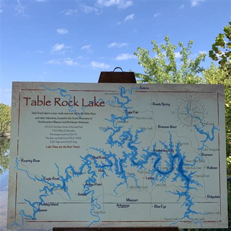 Table Rock Lake Metal Vintred Map 24 X 36 The Crystal Fish