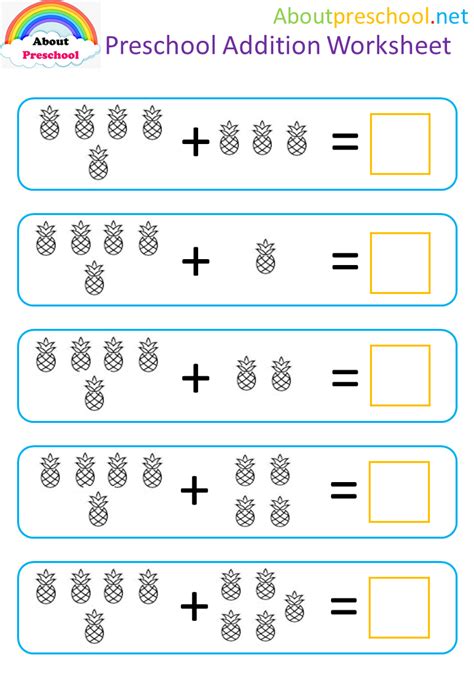 Preschool Basic Addition Worksheets Free Printable Pr