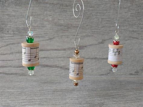 Sheet Music Thread Spool Beaded Christmas Tree Ornaments Set Etsy