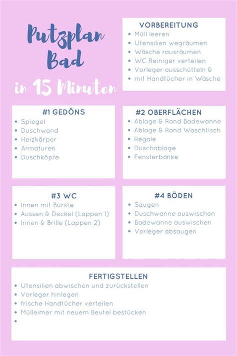 1 warum braucht man eine putzplan vorlage? Putzplan für das Badezimmer - Ein sauberes Bad in nur 15 ...