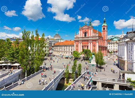 Preseren Kvadrerar Ljubljana Huvudstad Av Slovenien Redaktionell Bild