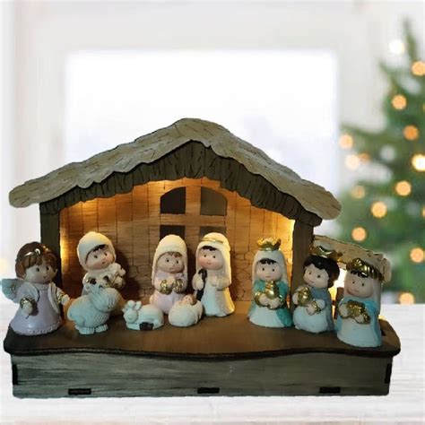 Childrens Christmas Nativity Scene Light Up Traditional Nativity 11 Piece