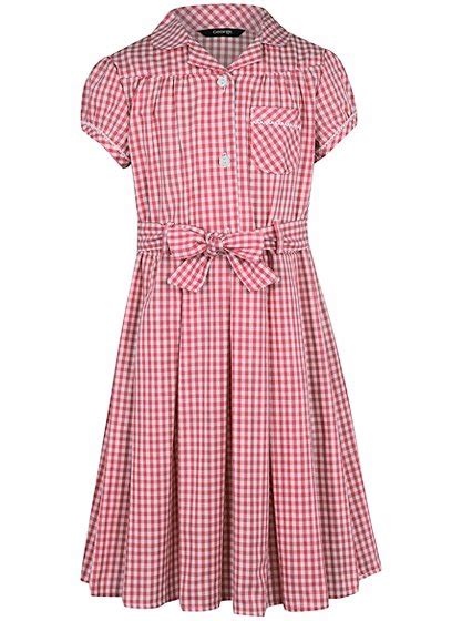 Girls School Gingham Dress Red School George At Asda