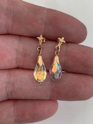 9ct Gold Crystal Drop Earrings 9k 375 Ebay