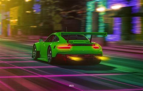 Wallpaper Auto Porsche Machine Porsche 911 Neon Synth Gran