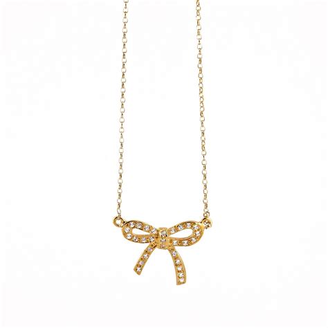 Bow Necklace Gold Bow Necklace Rhinestone Bow 14k Gold Bow Tie