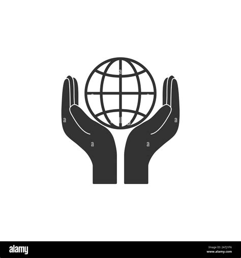 Hand With Global Icon Vector Illustration Flat Design Stock Vector
