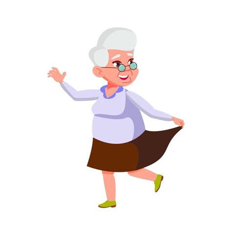 Elderly Grandmother Dancing Active Dance Vector 17389679 Vector Art At