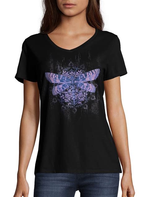 Hanes - Hanes Women's Short-Sleeve V-Neck Graphic T-Shirt - Walmart.com 