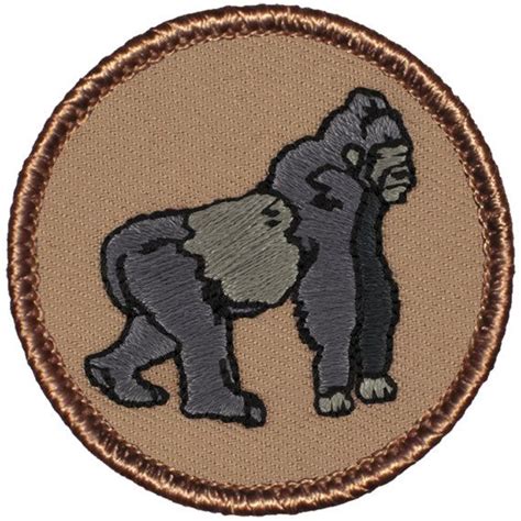 Silverback Gorilla Patch 2 Inch Diameter Embroidered Patch Embroidery