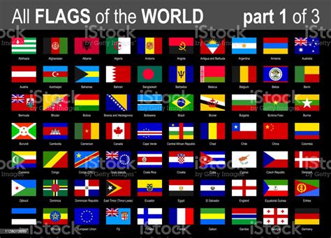 All World National Flags Icon Set Alphabetically Part 1 Of 3 Vector