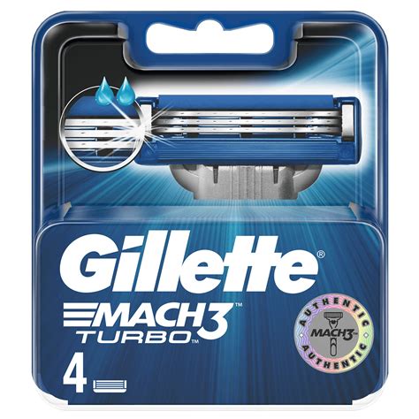 buy gillette mach3 turbo razor blades men pack of 4 razor blade refills stronger than steel