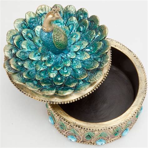 Bits And Pieces Peacock Keepsake Box Peacock Art Golden Jewelry