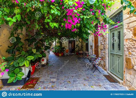 Charming Streets Of Greek Islands Crete Street In The Old Town Of