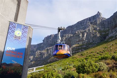 Table Mountain View With Cable Car In Cape Townsouth Africa Editorial