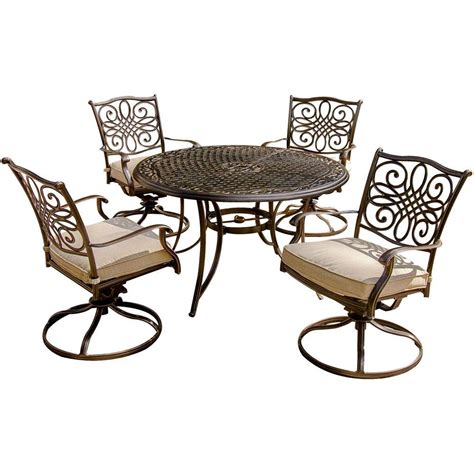 Hanover Traditions 5 Piece Patio Outdoor Dining Set With 4 Cushioned