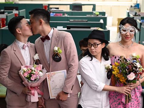 Same Sex Couples Start Registering Marriages In Taiwan The Courier Mail