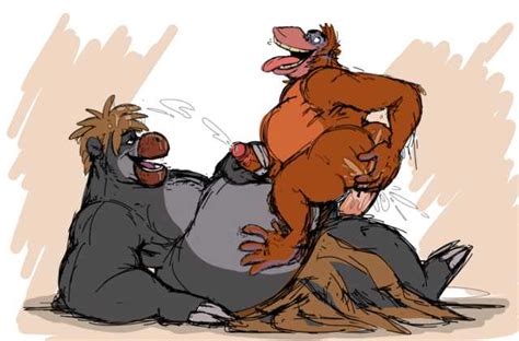 Rule 34 Anal Anothermeekone Baloo Bear Cum Erection Gay Jungle Book King Louie Male Orangutan